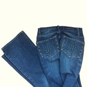 Rock & Republic Women’s Sz 2  Kasandra  Jeans Boot Cut Studded Embellished
